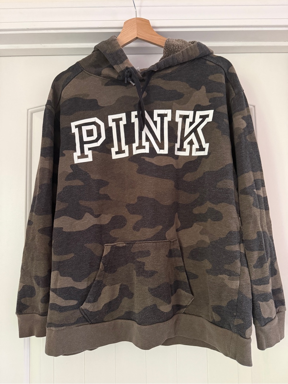 PINK Victoria's Secret Camo Pullover Hoodie - Olive & Dark Brown